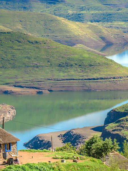 Remote hills and valleys in Lesotho, Africa