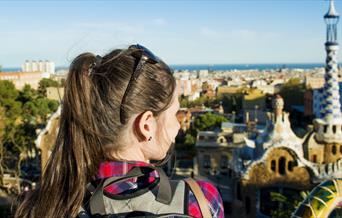 Young backpacker sightseeing