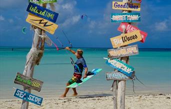 Kitesurfing at Fisherman’s Huts Noord Aruba