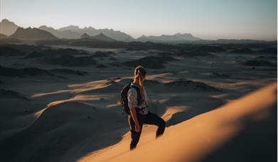 Walking in the sand dunes