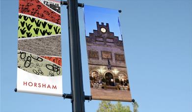Horsham brand identity banners to promote events in this West Sussex market town