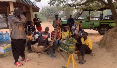 Hot Music in the Park, Mabuka Community group busking in Queen Elizabeth National Park Uganda