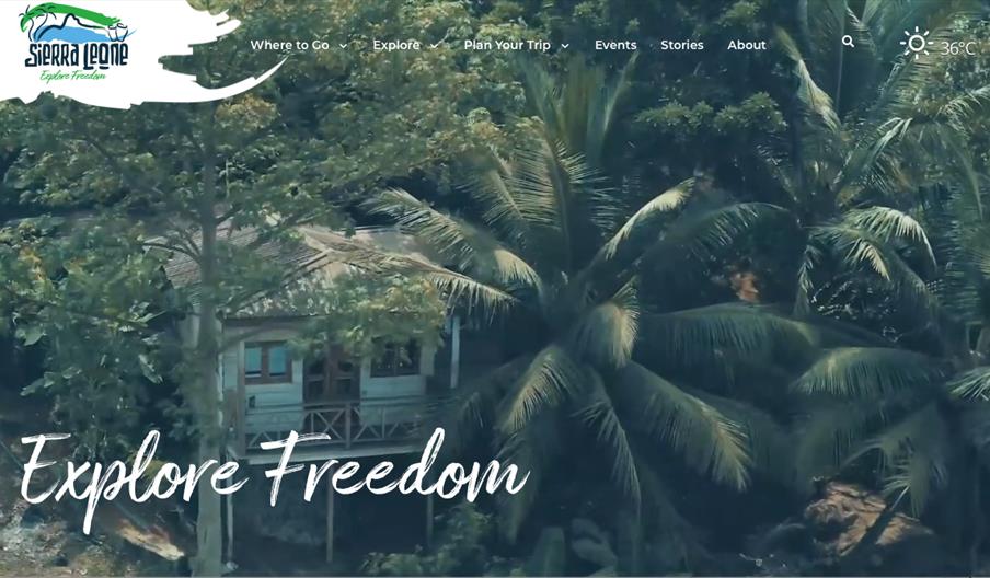 Sierra Leone National Tourist Board website Explore Freedom branding