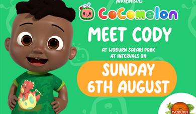 Meet Cody from CoComelon at Woburn Safari Park on Sunday 6th August!