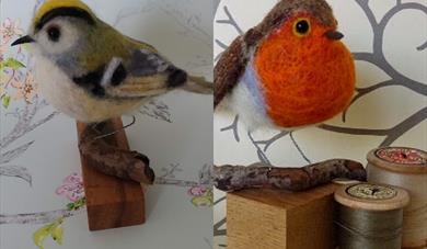 NEEDLE FELTED GOLDCREST OR ROBIN