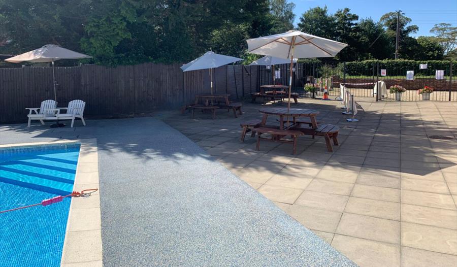 seating area at woburn lido