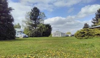 camping in a field