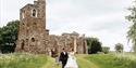 couple outside church