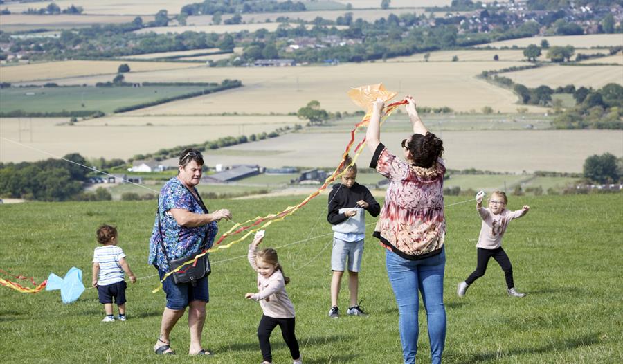 children playing on dunstable downs