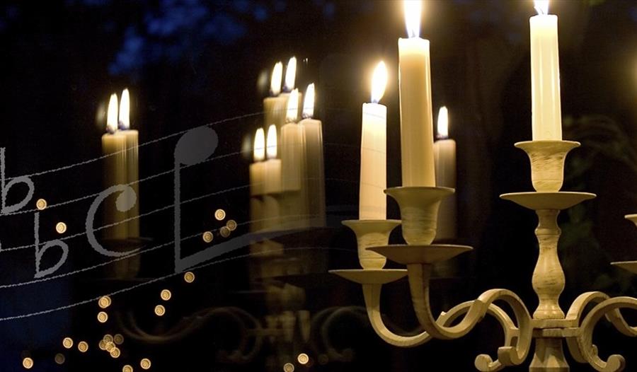music notes and candles