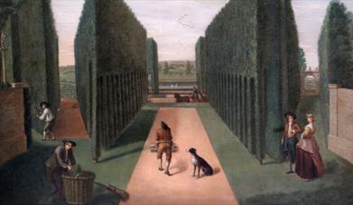Balthasar Nebot, The Allees and Arcades behind Hartwell House, Bucks, 1738, oil on canvas, Courtesy of Discover Bucks Museum