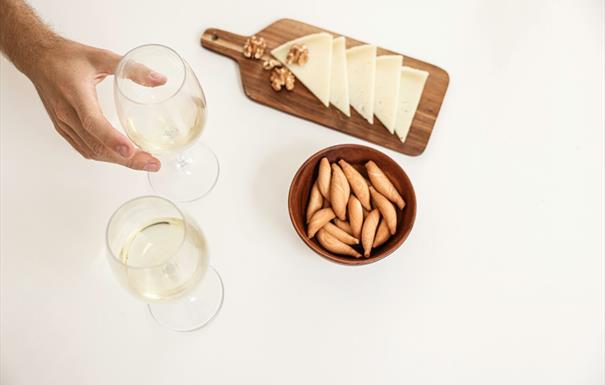 cheese board and wine