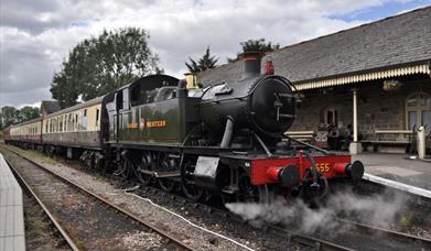 GWR Small Prairie 4555, pictured at Cranmore Station on the West Somerset Railway