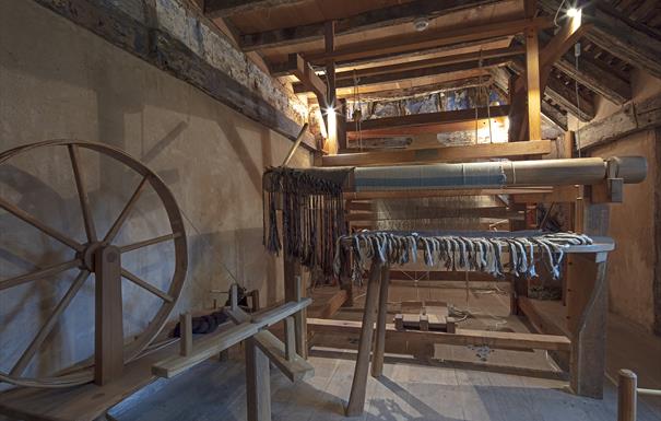 Interior and replica loom, 22 June 2022, The Weaver's House, Graeme Peacock Photography for Coventry UK City of Culture 2021