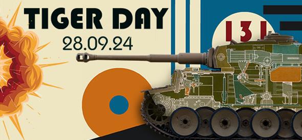 Tiger Day promotional poster with clipart of a tank