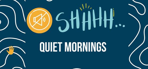 Image with a navy blue background and the words 'SHHHH...QUIET MORNINGS' The Tank Museum