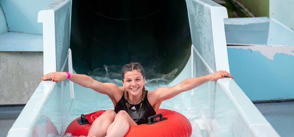 Splashdown slide with a child