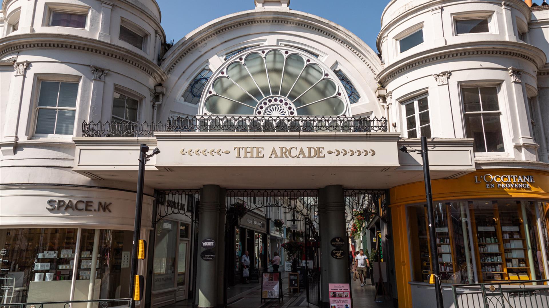 Bournemouths historic shopping arcade entrance