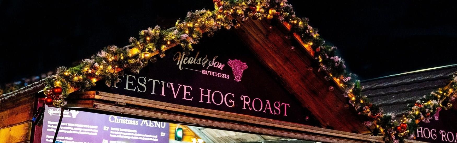 Festive Hog Roast market stall found in Bournemouths town centre this Christmas
