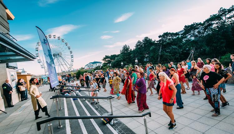 People dancing on the terrace