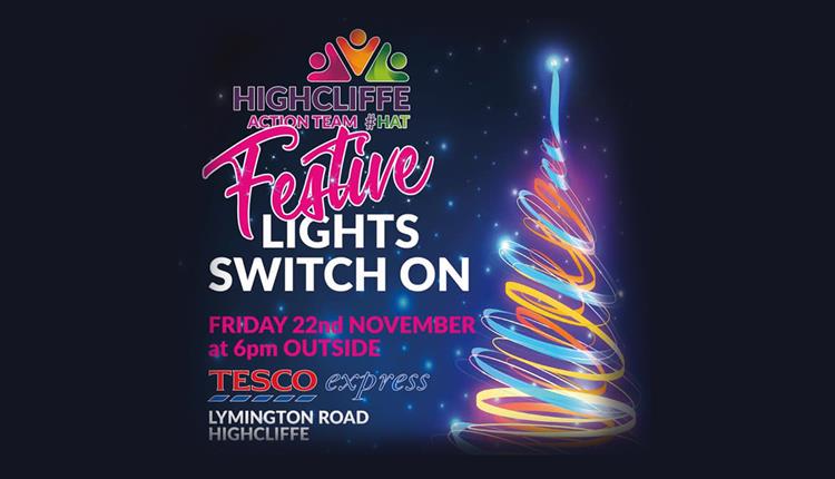 Highcliffe christmas festivities glowing lights and neon ribbon Christmas tree