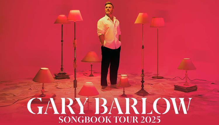 Image of lovely Gary standing proud among a series of lamps in a promotional photo for his 2025 tour