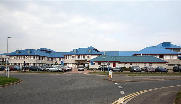 The outside of Bournemouth hospital and the car park