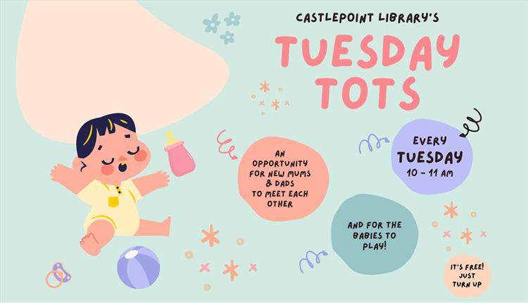 tuesday tots poster with cartoon baby