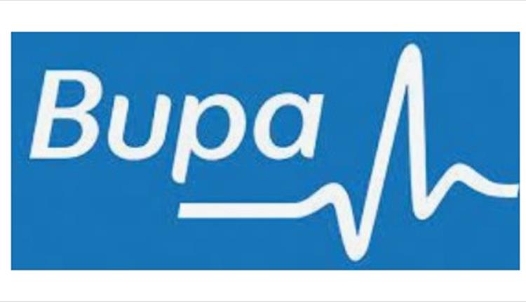Bupa logo in blue and white