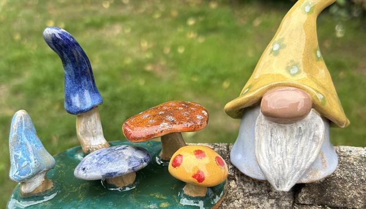 Ceramic gonks and toadstools