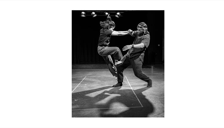 Male and Female dancer facing each other and holding each others arms