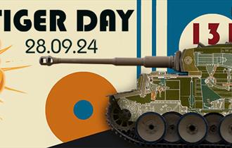 Tiger Day promotional poster with clipart of a tank