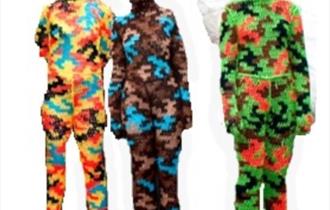 People shrouded in Zentai knitting
