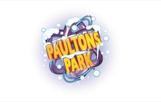 Paultons Park Christmas logo with snow and icles surrounding it