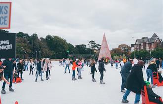 People skating on the Bournemouth Ice Skating Rink at Christmas