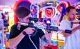 Two men playing a shooting game