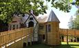 Shot looking at the newly built and rather impressive castle like structure that is Beaulieu play park