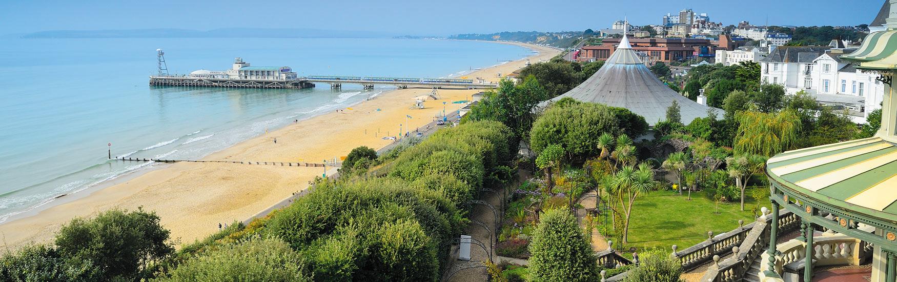 View of the Bay, Pier and Beach from the East Cliff