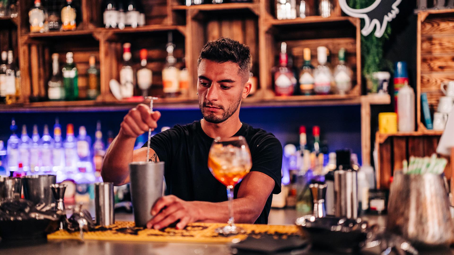 Barman making a drink