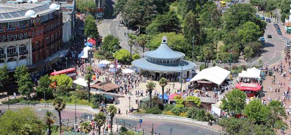 Birds eye view over Bournemouth Square