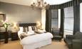 White and black colours fill the double room at the hotel