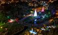 Bournemouth gardens lit up with Christmas lights and trees