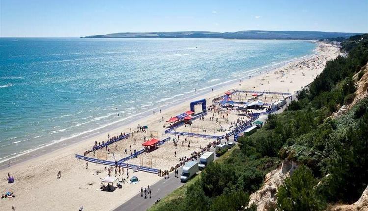 View of handball championships and the beach