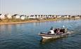 Mudeford Spit and people on a rib