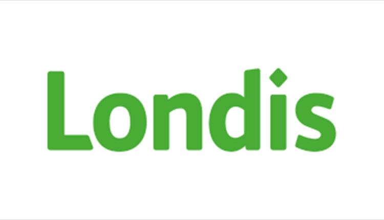 Londis green logo with a white background