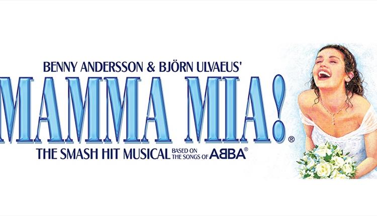 Mama Mia text with character shot from the movie