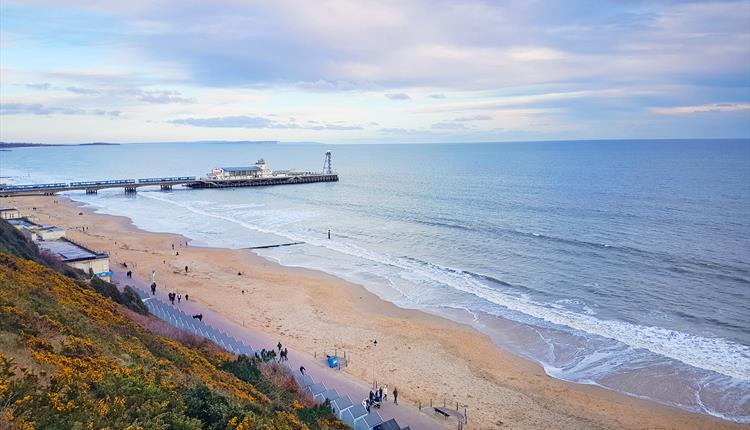 beach, sand, pier, the pier, Bournemouth pier, grey sky, sunset, sun set