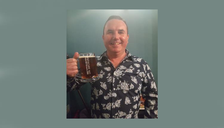 Colin karaoke with beer