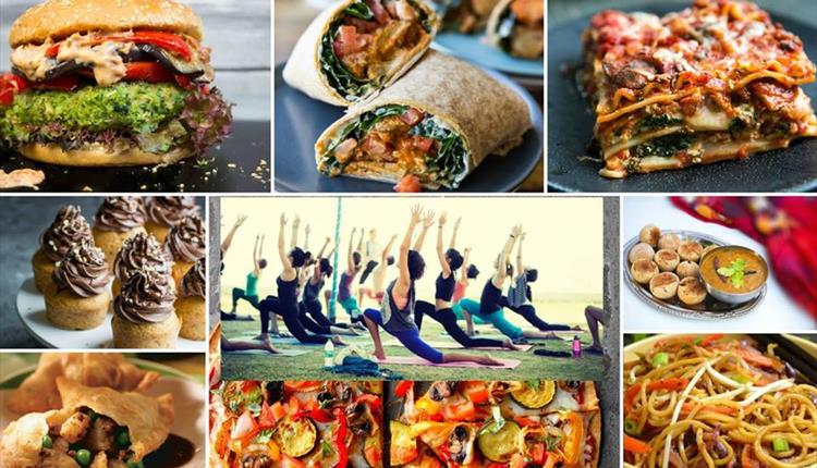 A selection of images, food and yoga photographs