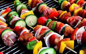 Brightly coloured kebabs